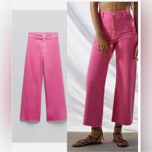 Zara High Waisted Marine Sailor Jeans Pink